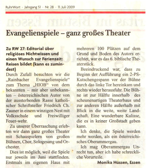 Evangelienspiele - ganz großes Theater von Monika Hüssen, Essen